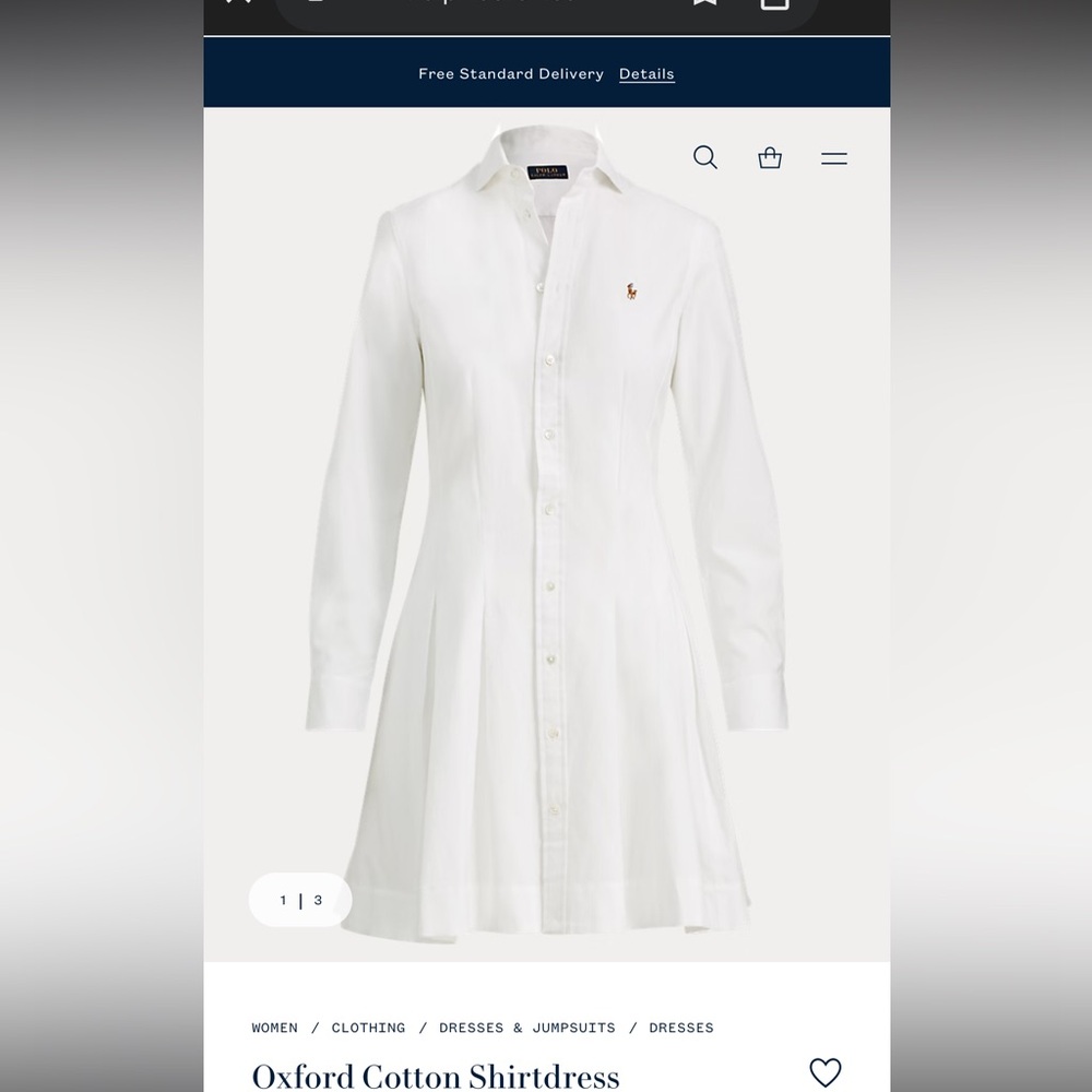 Polo Ralph Lauren White Long Sleeve Dress
